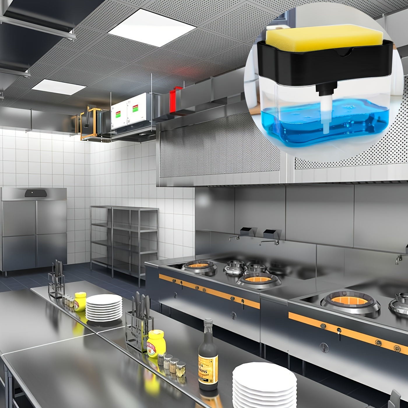 2-in-1 Soap Pump Sponge Holder – Fast, One-Hand Cleaning