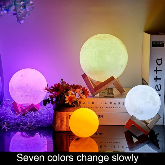 Touch-Control LED Moon Lamp – 7 Color Ambient Light