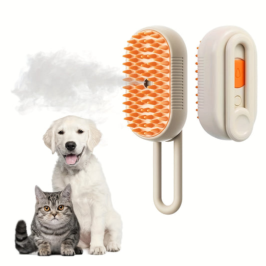 3-in-1 Steam Pet Brush – Rechargeable, Self-Cleaning, and Massaging (Dogs & Cats)