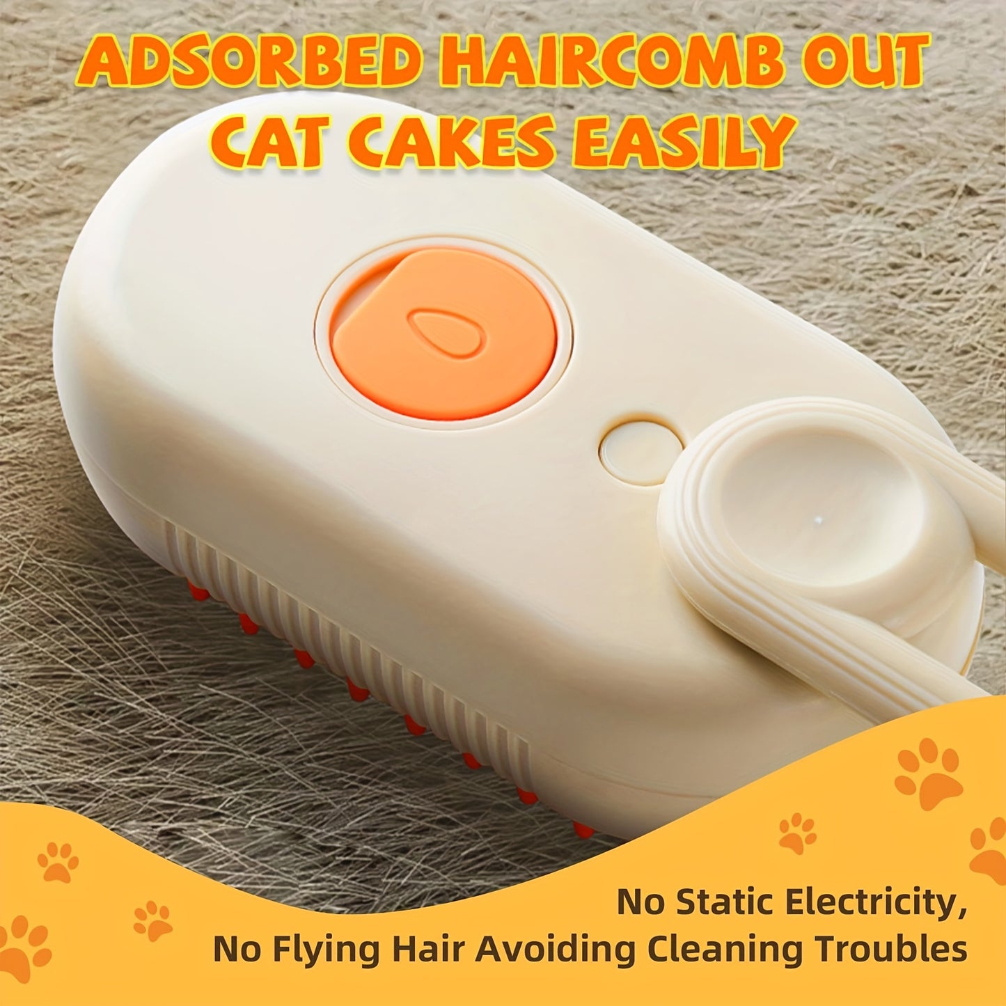 3-in-1 Steam Pet Brush – Rechargeable, Self-Cleaning, and Massaging (Dogs & Cats)